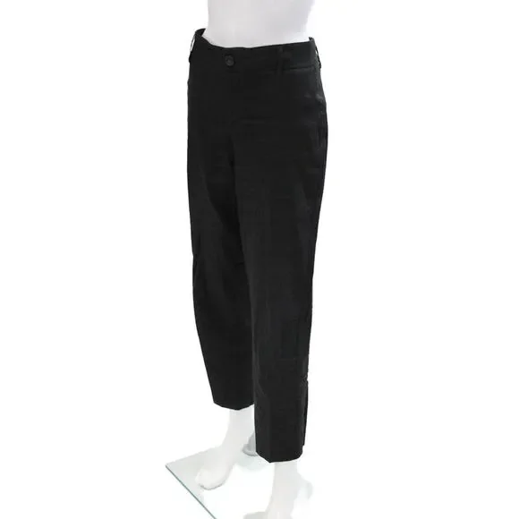 Vince Womens Linen Blend High Waisted Buttoned Tapered Dress Pants Black Size 6 - Picture 2 of 6